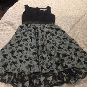 High-low Dress w/ Bird Print